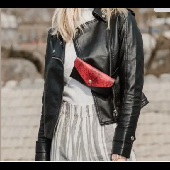 🔥RED&🖤BLACK Snake🐍Pattern WAIST/SHOULDER PURSE - Picture 3 of 10